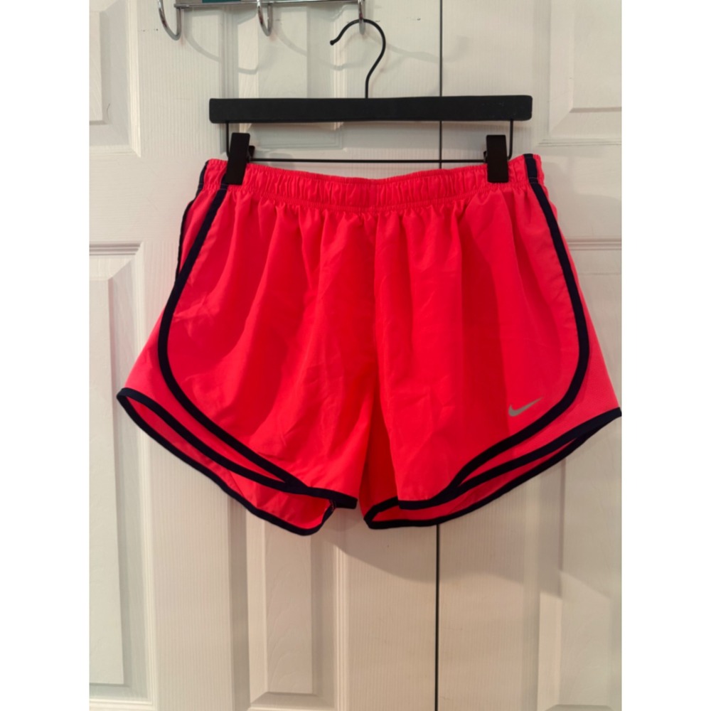 Nike Dri-FIT Tempo Running Shorts Pink Navy Blue Trim Women XL Athletic Workout